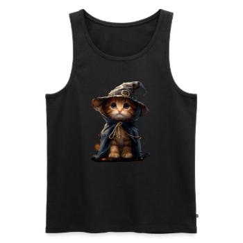 Kätzchen im Hexen-Outfit - Halloween Magie - Männer Premium Bio Tank Top - Schwarz - Vorne - Michal (187cm)