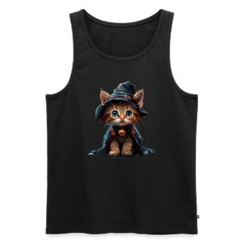 Cute Witch Kitten - Magical Halloween - Men's Premium Organic Tank Top - black - Front - AI Model Male 178 light (178cm)