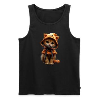 Cute Pumpkin Kitten - Halloween Costume Idea - Men's Premium Organic Tank Top - black - Front - AI Model Male 178 light (178cm)