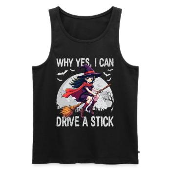 Halloween Hexen Kostüm Hexe Hexenbesen - Männer Premium Bio Tank Top - Schwarz - Vorne - Michal (187cm)