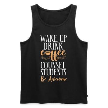 School Counselor Coffee Wake Up - Männer Premium Bio Tank Top - Schwarz - Vorne - AI Model Male 178 light (178cm)