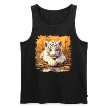 Tigre blanc Weiße Tigre Weißer Tigre - Débardeur bio Premium Homme - noir - Devant - AI Model Male 178 light (178cm)