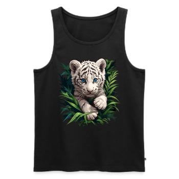 White Tiger Weiße Tiger Weißer Tiger - Men's Premium Organic Tank Top - black - Front - Michal (187cm)