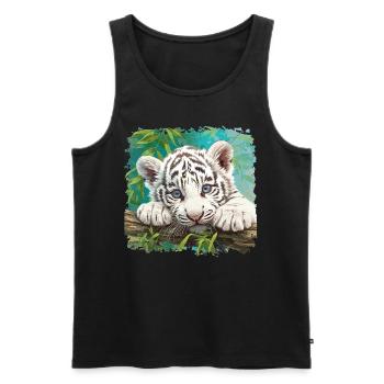 Tigre blanc Weiße Tigre Weißer Tigre - Débardeur bio Premium Homme - noir - Devant - AI Model Male 178 light (178cm)