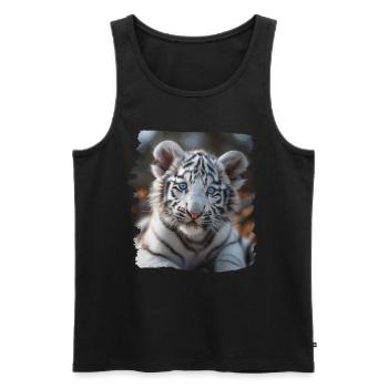 Tigre blanc Weiße Tigre Weißer Tigre - Débardeur bio Premium Homme - noir - Devant - AI Model Male 178 light (178cm)