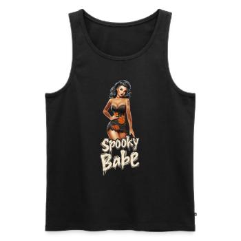 Spooky Babe Retro Tattoo Halloween Damen - Männer Premium Bio Tank Top - Schwarz - Vorne - Michal (187cm)