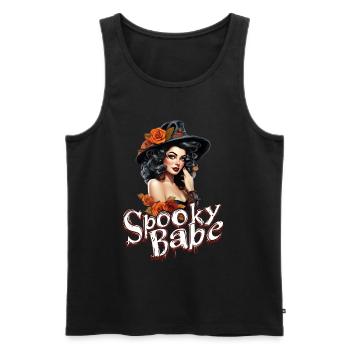Spooky Babe Retro Witch avec des Roses Dames - Débardeur bio Premium Homme - noir - Devant - Michal (187cm)