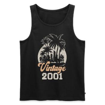 Millésime 2001 Anniversaire Palmiers - Débardeur bio Premium Homme - noir - Devant - Michal (187cm)