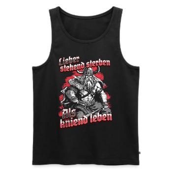 rViking Warrior Design Stehend Sterben Krieger - Männer Premium Bio Tank Top - Schwarz - Vorne - AI Model Male 178 light (178cm)