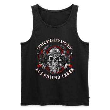 Viking Skull Horned Helmet Standing Die Design - Men's Premium Organic Tank Top - black - Front - Michal (187cm)