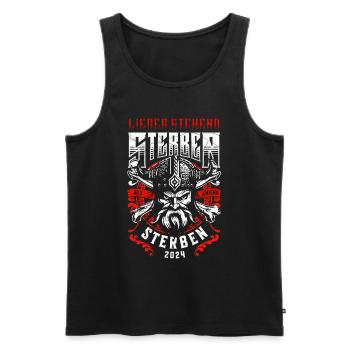 Lieber stehend sterben Wikingerhelm Tattoo 2024 - Männer Premium Bio Tank Top - Schwarz - Vorne - Michal (187cm)