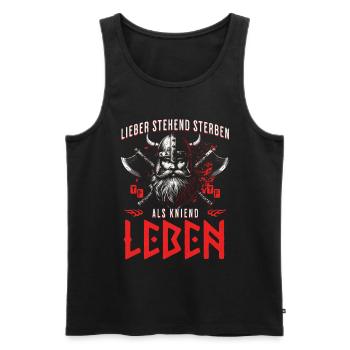 Viking Axe Warrior Prefer to Die Standing - Men's Premium Organic Tank Top - black - Front - AI Model Male 178 light (178cm)