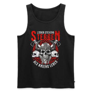 Wikinger Schädel Design Krieger Spruch - Männer Premium Bio Tank Top - Schwarz - Vorne - Michal (187cm)