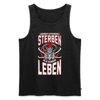 Viking Skull Prefer Standing Die Design 2024 - Men's Premium Organic Tank Top - black - Front - AI Model Male 178 light (178cm)