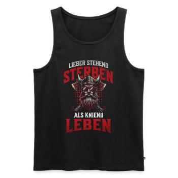Wikinger mit Sonnenbrille Lieber stehend sterben - Männer Premium Bio Tank Top - Schwarz - Vorne - AI Model Male 178 light (178cm)