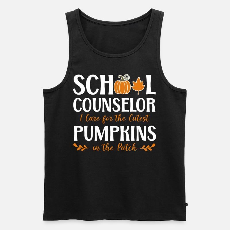 School Counselor Pumpkin Fall - Männer Premium Bio Tank Top - Schwarz