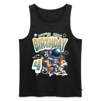 Astronaute 4e anniversaire Chien de l'espace drôle - Débardeur bio Premium Homme - noir - Devant - AI Model Male 178 light (178cm)