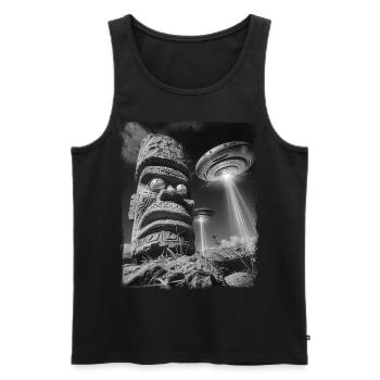 Tiki Luau Tiki Masque OVNI Alien Alien Self - Débardeur bio Premium Homme - noir - Devant - AI Model Male 178 light (178cm)