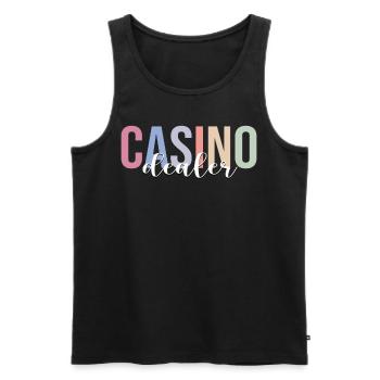 Casino Croupier Poker Jeux d’argent - Débardeur bio Premium Homme - noir - Devant - Michal (187cm)