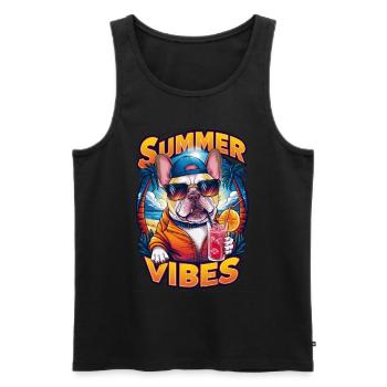 Coole Bulldogge mit Sonnenbrille am Strand - Männer Premium Bio Tank Top - Schwarz - Vorne - AI Model Male 178 light (178cm)