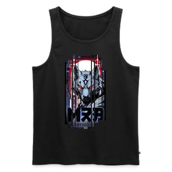 Silberner Wolf Cyborg Geometrisch - Männer Premium Bio Tank Top - Schwarz - Vorne - AI Model Male 178 light (178cm)