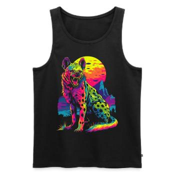 Hyène, Afrique, Animal Safari Popart - Débardeur bio Premium Homme - noir - Devant - Michal (187cm)