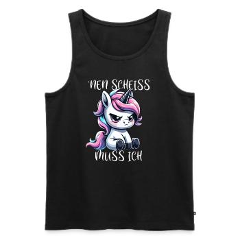 Nen Scheiss Muss ich Freches Einhorn - Männer Premium Bio Tank Top - Schwarz - Vorne - Michal (187cm)