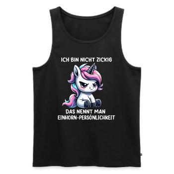 Personnalité de licorne Dicton sarcastique - Débardeur bio Premium Homme - noir - Devant - AI Model Male 178 light (178cm)