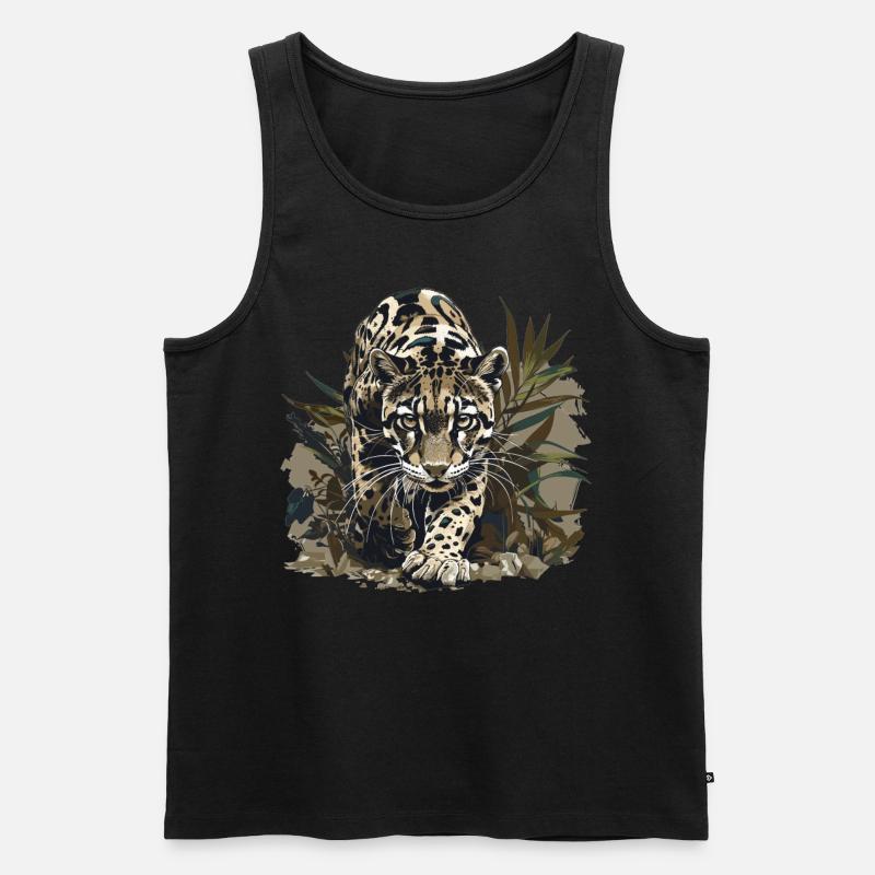 Clouded Leopard Nebelparder - Männer Premium Bio Tank Top - Schwarz