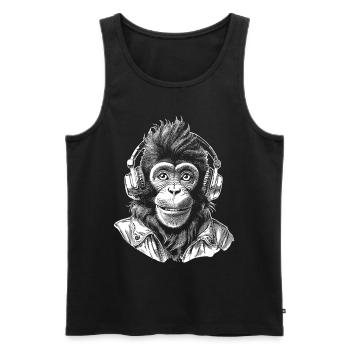 Schimpansen-Shirt für Musik- und Naturschutzfans - Männer Premium Bio Tank Top - Schwarz - Vorne - AI Model Male 178 light (178cm)