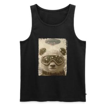 OVNI rétro vintage étrange Alien Ski Panda - Débardeur bio Premium Homme - noir - Devant - Michal (187cm)