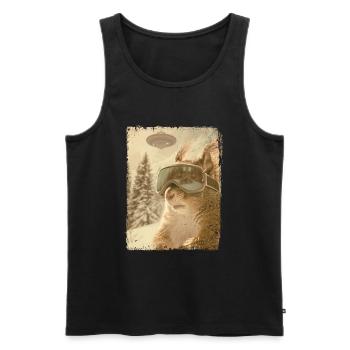 UFO Retro Vintage Uncanny Alien Ski Squirrel - Men's Premium Organic Tank Top - black - Front - Michal (187cm)