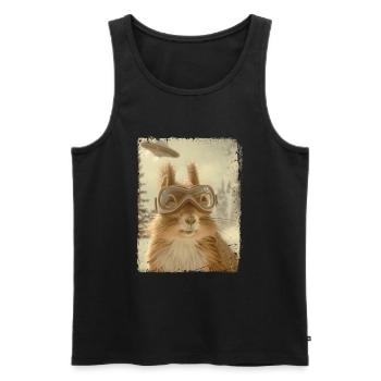 UFO Retro Vintage Uncanny Alien Ski Squirrel - Men's Premium Organic Tank Top - black - Front - Michal (187cm)