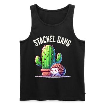 Stachel Gang Igel Kaktus - Männer Premium Bio Tank Top - Schwarz - Vorne - Michal (187cm)