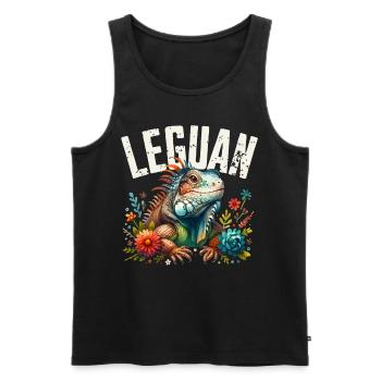 Leguan - Männer Premium Bio Tank Top - Schwarz - Vorne - Michal (187cm)
