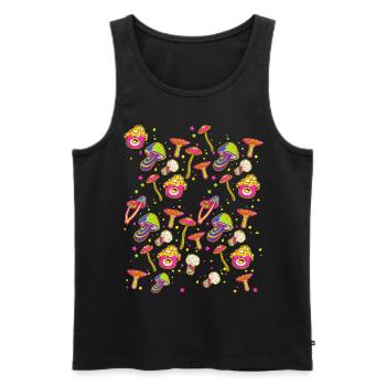 lustige Pilze Pilz Waldpilze bunt farbenfroh - Männer Premium Bio Tank Top - Schwarz - Vorne - AI Model Male 178 light (178cm)