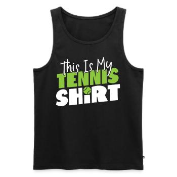 Drôle de raquette de joueur de tennis c’est - Débardeur bio Premium Homme - noir - Devant - Michal (187cm)