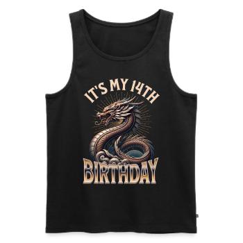 Dragon 14th Birthday Dragon - Men's Premium Organic Tank Top - black - Front - AI Model Male 178 light (178cm)