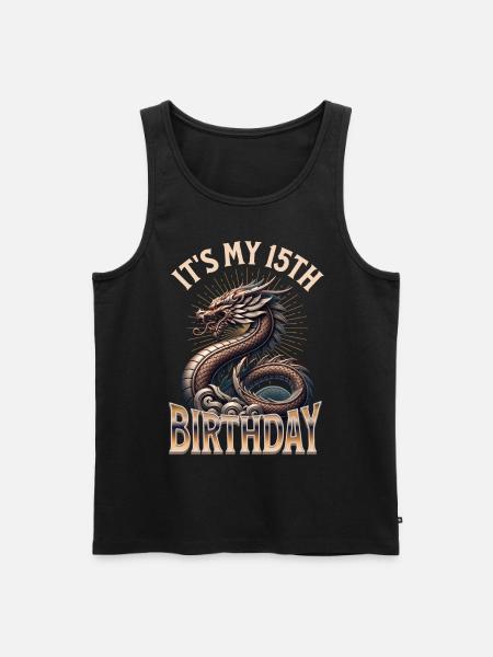 Dragon 15th Birthday Dragon - Men's Premium Organic Tank Top - black