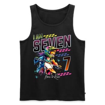 7ème anniversaire des filles de motocross - Débardeur bio Premium Homme - noir - Devant - AI Model Male 178 light (178cm)