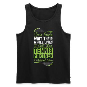Funny Tennis Player Racket Husband - Men's Premium Organic Tank Top - black - Front - Michal (187cm)
