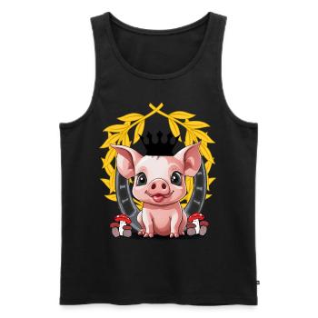 Pig Lucky Charm Piglet Pigs - Men's Premium Organic Tank Top - black - Front - Michal (187cm)