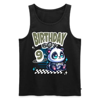 9th Birthday Children's Birthday Gaming Panda - Men's Premium Organic Tank Top - black - Front - Michal (187cm)
