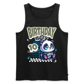 10e anniversaire Enfants Anniversaire Gaming Panda - Débardeur bio Premium Homme - noir - Devant - Michal (187cm)
