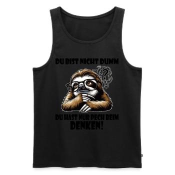 Faultier du bist nicht dumm - denken schwierig - Männer Premium Bio Tank Top - Schwarz - Vorne - Michal (187cm)