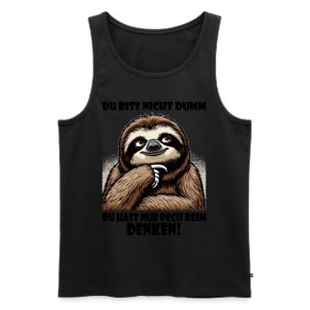 Faultier du bist nicht dumm - denken schwierig - Männer Premium Bio Tank Top - Schwarz - Vorne - Michal (187cm)