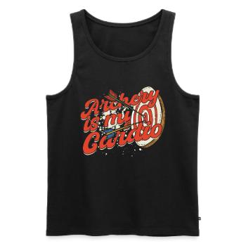 Bogenschießen Bogenschütze Archery is my cardio - Männer Premium Bio Tank Top - Schwarz - Vorne - Michal (187cm)