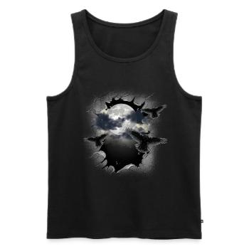 Halloween Corbeaux Corbeau Lune Pleine Lune Corbeaux - Débardeur bio Premium Homme - noir - Devant - Michal (187cm)