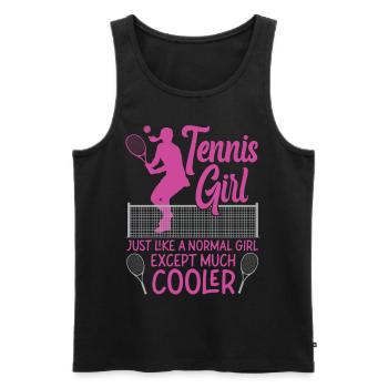 Drôle de joueur de tennis raquette fille - Débardeur bio Premium Homme - noir - Devant - Michal (187cm)