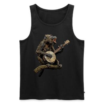 Baboon Monkey Bluegrass Banjo Spieler - Männer Premium Bio Tank Top - Schwarz - Vorne - Michal (187cm)